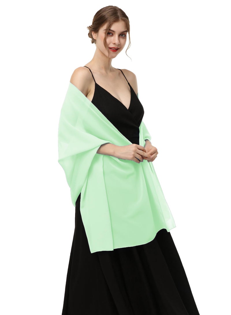 Baoqiya Women's Shawls and Wraps for Evening Dress Chiffon Shawl Soft Elegant Silky Pashmina Wedding Bridal Scarf(Mint, 79"Ã—19") - Image 3